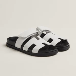 Sandales spartiates en cuir Chypre Blanc Hermès